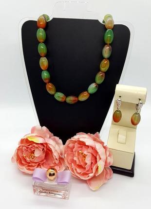 🔺🤩🍀 серьги натуральный камень бразильский агат английский замок