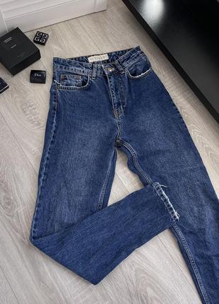 Mom джинсы мом синие прямые 25 голубые ххс хс с sessanta original