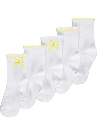 Носки для девочки george white and yellow school ankle socks 5 pack