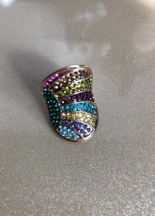 Кольцо в разноцветных камнях5 фото