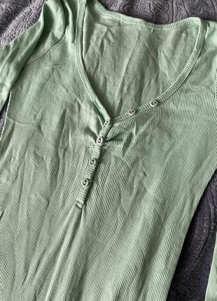 Мятна блуза в рубчик2 фото