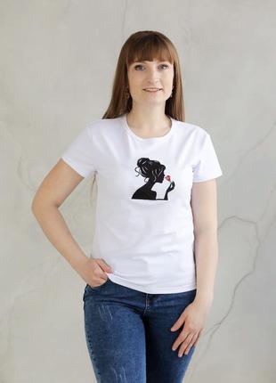 Дивовижна футболка в стилі casual з принтом жіноча троянда1 фото