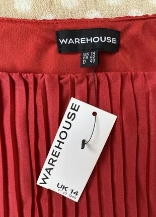 Платье плиссированное, красное, warehouse3 фото