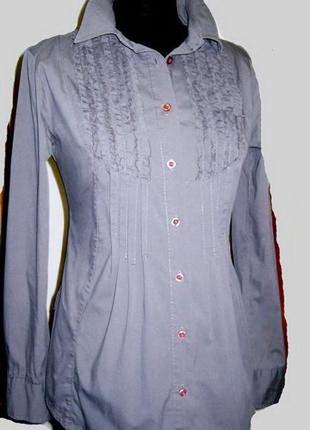 Серая длинная элегантная блуза коттон р 40 длинный рукав италия