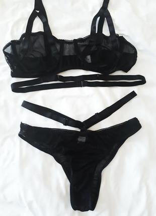 Эротическое белье, сексуальный комплект сетка на косточках, сеточка бандажный комплект2 фото