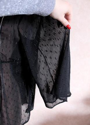 Очаровательная блуза, шифон, легкая воздушная, черная3 фото