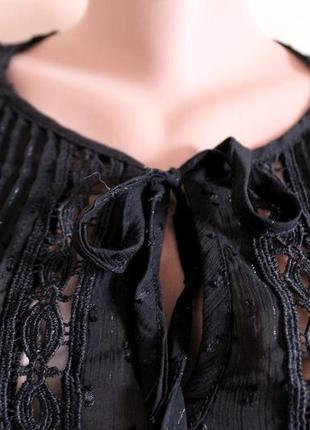 Очаровательная блуза, шифон, легкая воздушная, черная2 фото
