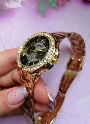Трендовые женские часы с золотым бра летом и чёрным циферблатом!!!4 фото