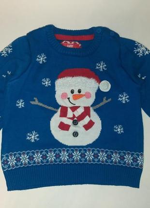 Джемпер новорічний принт сніговик 9-12м