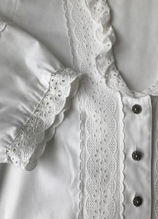 Винтажная блуза из хлопка с кружевом красивые пуговицы винтаж8 фото