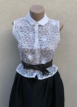 Біла блуза,сорочка мереживо,органза,