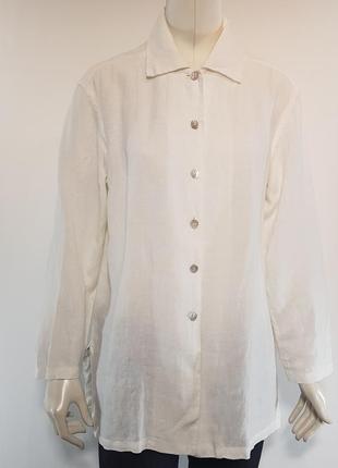 Блузка рубашка жакет "woman collection by h&m" белая льняная (швеция).3 фото