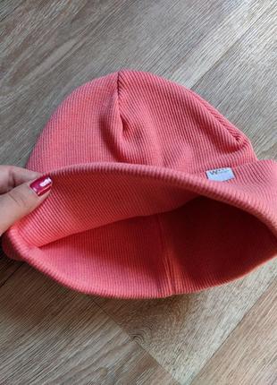 Хлопковая шапка в рубчик, 52-55р. цвет коралловый2 фото