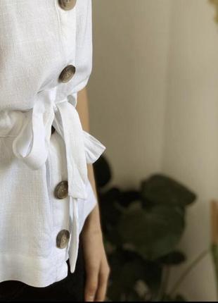 Блуза майка пояс пуговки натуральный хлопок лён льняная2 фото