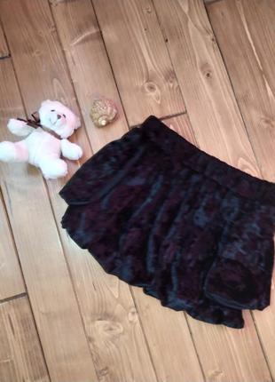 Велюровая юбка на резинке короткая, бархат / спідниця коротка велюрова2 фото