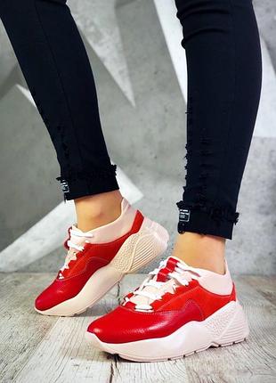 Знижка!червоні шкіряні кросівки