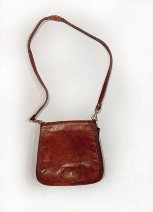 Кожаная сумочка трапеция assima creation карамельного цвета настоящий винтаж 90е
