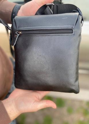 Чоловіча сумка месенджер на плече шкіряна tiding bag nm22-113a чорна8 фото
