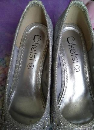Роскошные серебристые туфли в блестках на каблуке/нарядные туфельки для танцев5 фото