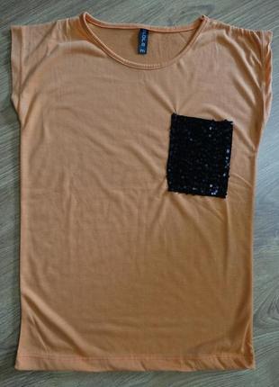 Помаранчева футболка з асимметричною кишенею тм spora розмір l4 фото