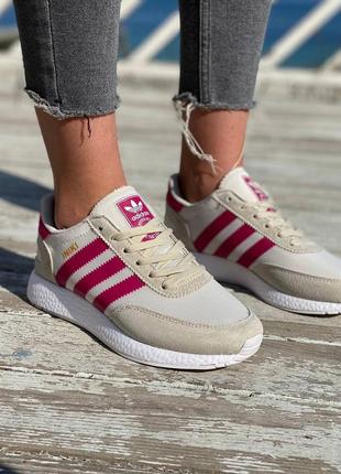 Жіночі кросівки adidas iniki run beige/bordo