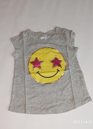 Футболка для девочки смайлик крктая эмоджи emoji