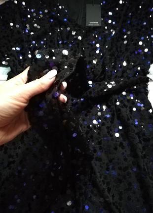 Нарядное коктейльное платье в сине-черных пайетках размер s, m reserved8 фото