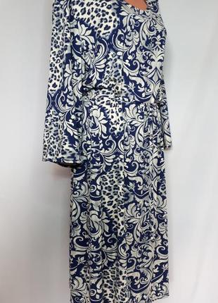 Платье в синий принт с длинным рукавом  izabel london((размер 20-22)