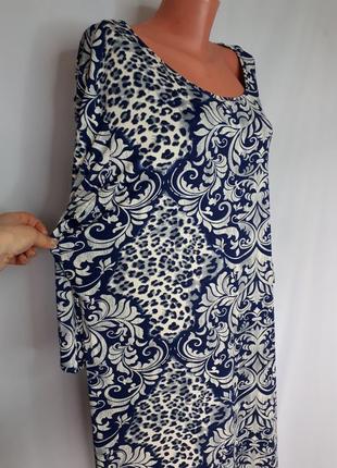 Платье в синий принт с длинным рукавом  izabel london((размер 20-22)8 фото