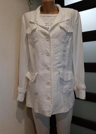 Лёгкий белый пиджак жакет кардиган с поясом4 фото