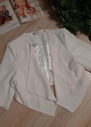 Вечерний белый кардиган накидка пиджак жакет1 фото