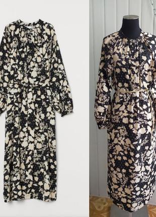Платье прямого кроя в цветах до щиколотки h&m 165/84 см вискоза