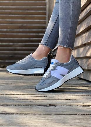 New balance 327 grey/white серые женские кроссовки весна лето осень жіночі сірі кросівки