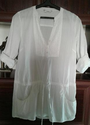 Белоснежная коттоновая блузка с напуском george3 фото