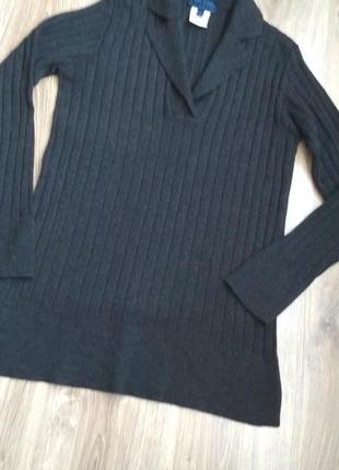 Les copains люксовый шерстяной свитер в рубчик с воротником2 фото