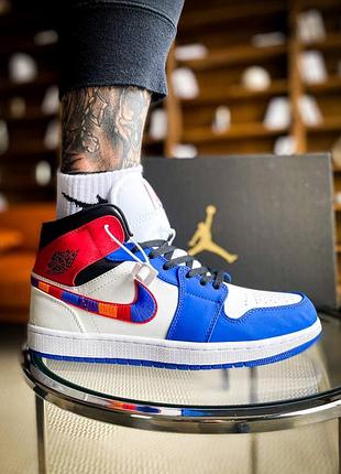 Кроссовки  nike air jordan 1 mid multi-color swoosh