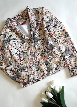 Короткий блейзер/приталенный пиджак с цветочным принтом(огромный выбор пиджаков)3 фото
