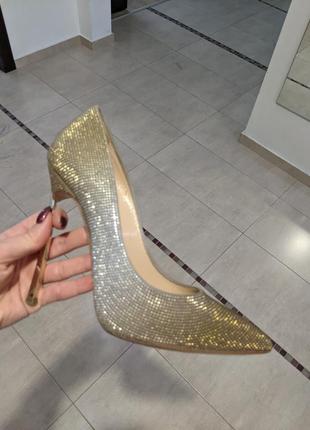 Нарядные мерцающие туфли сasadei - оригинал золото серебро 36-35