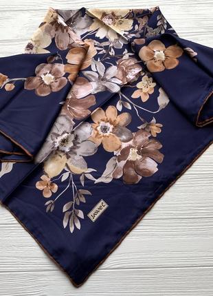 Синий трендовый платок в цветочный принт турция4 фото
