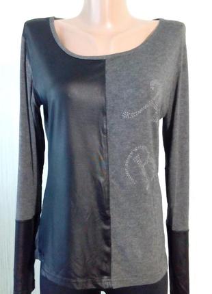 Блуза з комбі матеріалу. колір сірий/чорний. раз.48