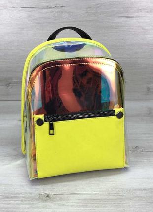 Стильный женский рюкзак «бонни» желтый перламутровый1 фото