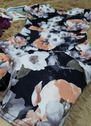 Сукня в квіти квітковий принт під неопрен міді3 фото