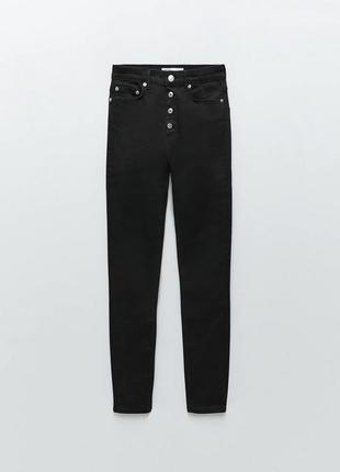 Черные джинсы с высокой посадкой zara woman, 34р, оригинал4 фото