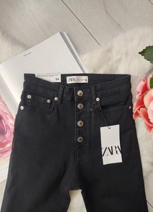 Черные джинсы с высокой посадкой zara woman, 34р, оригинал8 фото