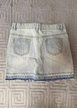 Джинсовая юбка для девочки с необработанным краем2 фото