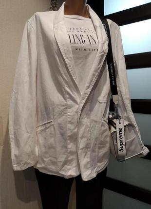 Свободный прямой белый пиджак жакет кардиган5 фото