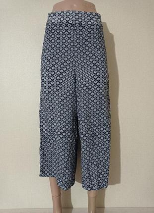 Брюки-кюлоты, вискоза, цвет сине-белый, размер 52-54