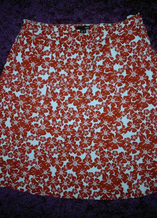 Юбка миди красные цветы3 фото