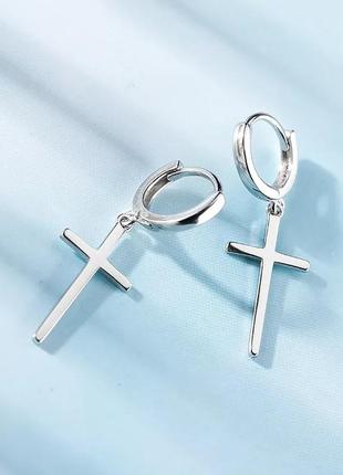 Сережки хрестики срібло 925 покриття хрест кульчики