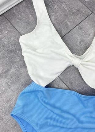 Блакитний сексуальний злитий жіночий купальник на велику груди бюст брендовий peek & beau3 фото